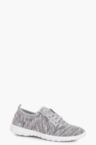 Boohoo Imogen Mixed Jersey Lace Up Trainers Grey