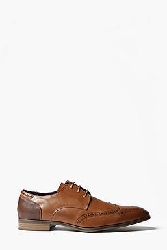 Boohoo Tan Smart Wing Tipped Brogues