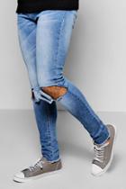 Boohoo Super Skinny Ripped Knee Jean Blue