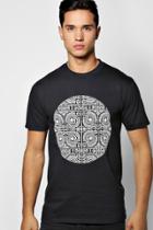 Boohoo Mono Tribal Circle Print T Shirt Black
