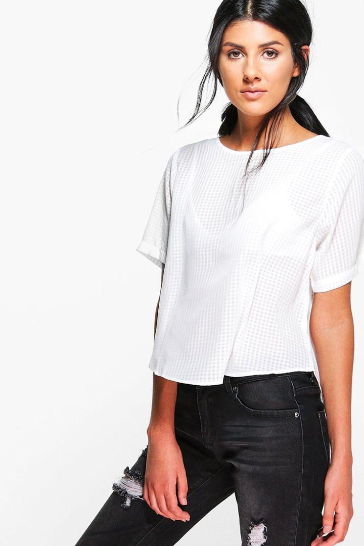 Boohoo Skye Gingham Check T-shirt White