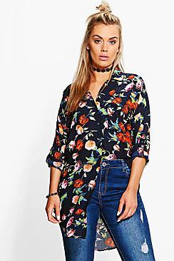 Boohoo Plus Soph Oversized Floral Shirt