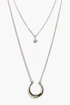 Boohoo Rose Crescent & Diamante Layered Necklace Gold