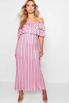 Boohoo Plus Striped Ruffle Maxi Dress