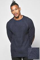 Boohoo Heavy Knit Jumper With Elbow Patches