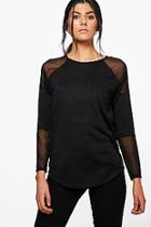 Boohoo Sarah Sheer Sleeve Fine Knit Jumper