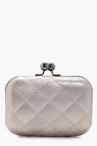 Boohoo Anna Quilted Box Clutch Silver