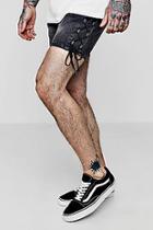 Boohoo Slim Fit Denim Shorts With Lace Up Detailing