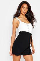 Boohoo Wrap Font Belted Mini Skirt