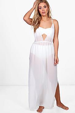 Boohoo Plus Carla Split Leg Beach Maxi Dress