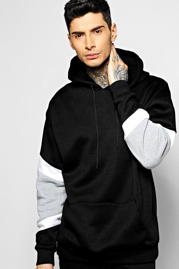 Boohoo Oversized Block Sleeve Hoodie Black
