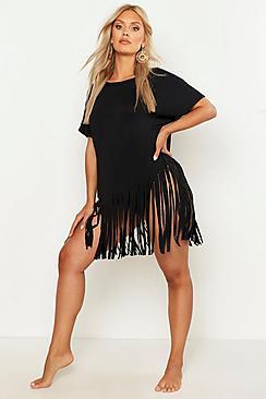 Boohoo Plus Tassel Beach Top