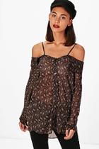 Boohoo Louisa Paisley Cold Shoulder Shirt