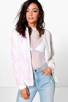 Boohoo Tall Lana All Over Sequin Bomber White