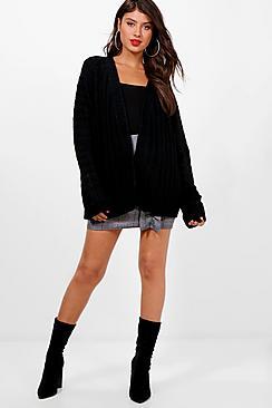 Boohoo Farah Chunky Rib Edge To Edge Cardigan