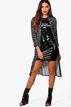 Boohoo Dolly Belted Leopard Print Duster