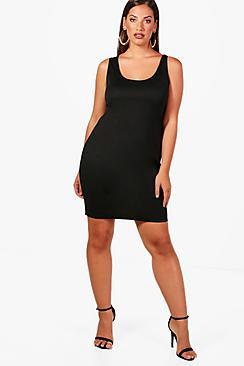 Boohoo Plus Ponte Scoop Neck Bodycon Dress
