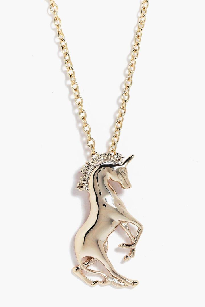 Boohoo Sophia Unicorn Charm Pendant Necklace Gold