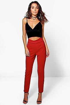 Boohoo Naia High Waist Crepe Skinny Stretch Trousers