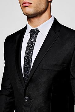 Boohoo Black Cross Hatch Skinny Tie