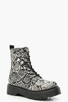 Boohoo Snake Cleated Hiker Boots