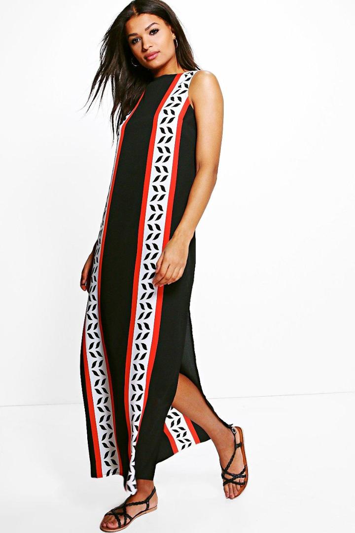 Boohoo Tamara Side Split Column Maxi Dress Black
