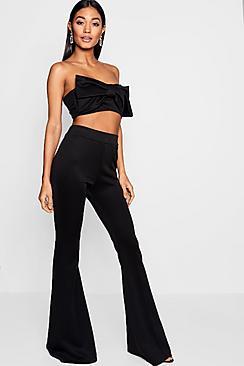 Boohoo Harriet Tie Bandeau And Kick Flare Co-ord Set