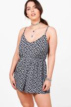 Boohoo Plus Amanda Strappy Paisley Print Playsuit Multi