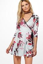 Boohoo Layla Floral Contrast Detail Skater Dress