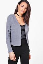 Boohoo Harriet Edge To Edge Ponte Blazer Grey