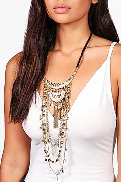 Boohoo Lucy Statement Plunge Star Detail Necklace