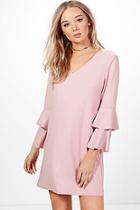 Boohoo Layla Ruffle Sleeve Woven Dress