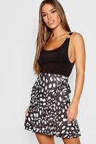 Boohoo Petite Dalmatian Print Ruffle Tie Mini Skirt