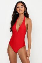 Boohoo Petite Control Halterneck Swimsuit