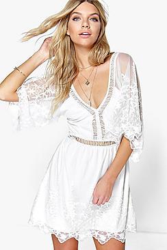 Boohoo Boutique Jinny Ladder Detail Lace Dress