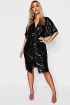 Boohoo Plus Twist Front Sequin Midi Dress