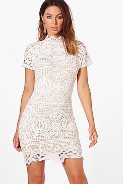Boohoo Boutique Sara Crochet Lace Bodycon Dress