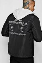 Boohoo Brooklyn Back Print Hooded Nylon Coach Jacket