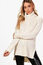 Boohoo Ellie Roll Neck Jumper With Seam Detail