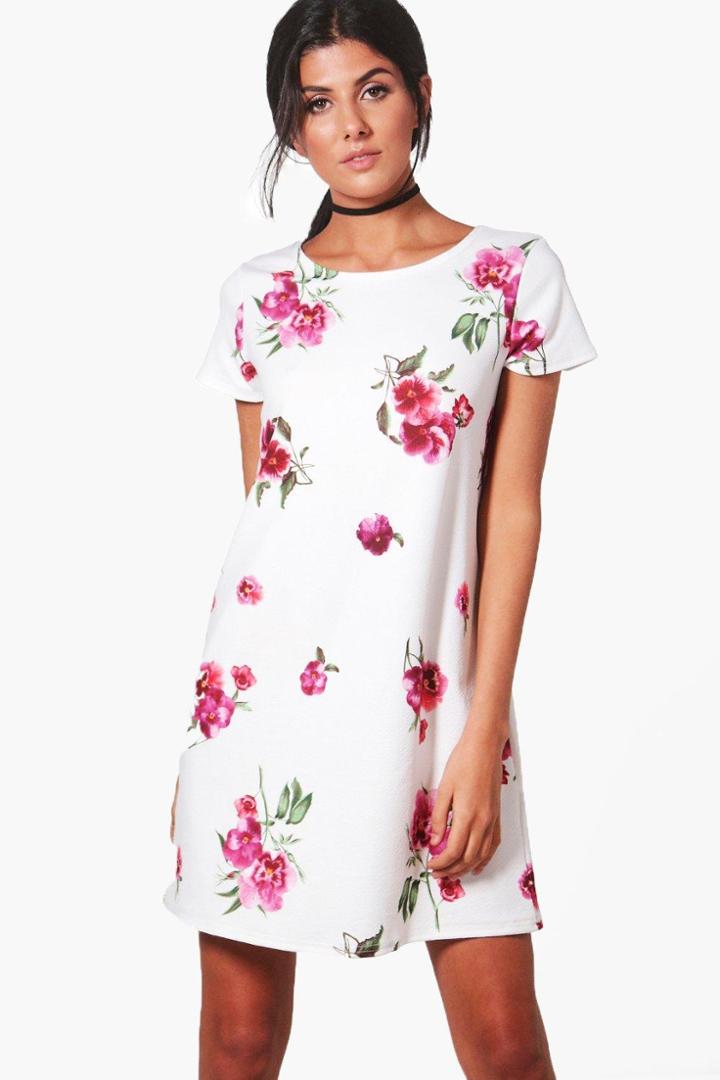 Boohoo Caitlin Cap Sleeve Floral Shift Dress Multi