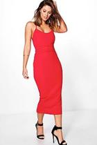 Boohoo Becky Tie Waist Detail Midi Dress