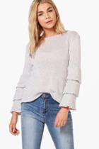 Boohoo Gemma Ruffle Sleeve Jumper Grey