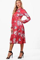Boohoo Angie High Neck Floral Midi Dress