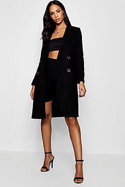 Boohoo Laura Double Breasted Wool Look Coat