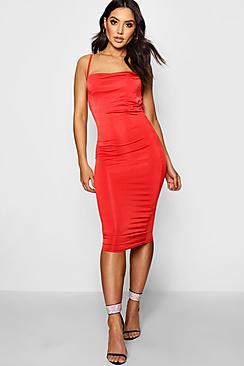 Boohoo Strappy Slinky Cowl Neck Midi Dress