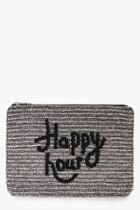 Boohoo Emma Beaded Slogan Clutch Bag Silver