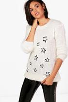 Boohoo Harriet Eyelash Yarn Star Jumper