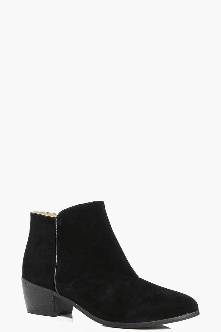 Boohoo Laura Low Ankle Western Boot Black