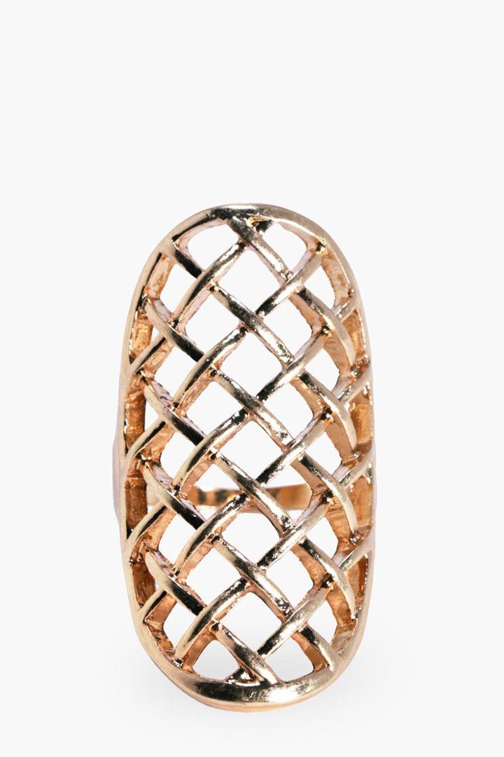 Boohoo Laila Lattice Large Statement Ring Gold