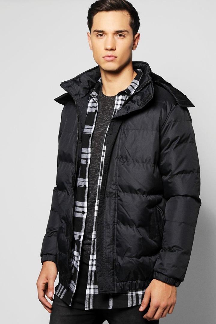 Boohoo Hooded Quilted Parka Jacket Black